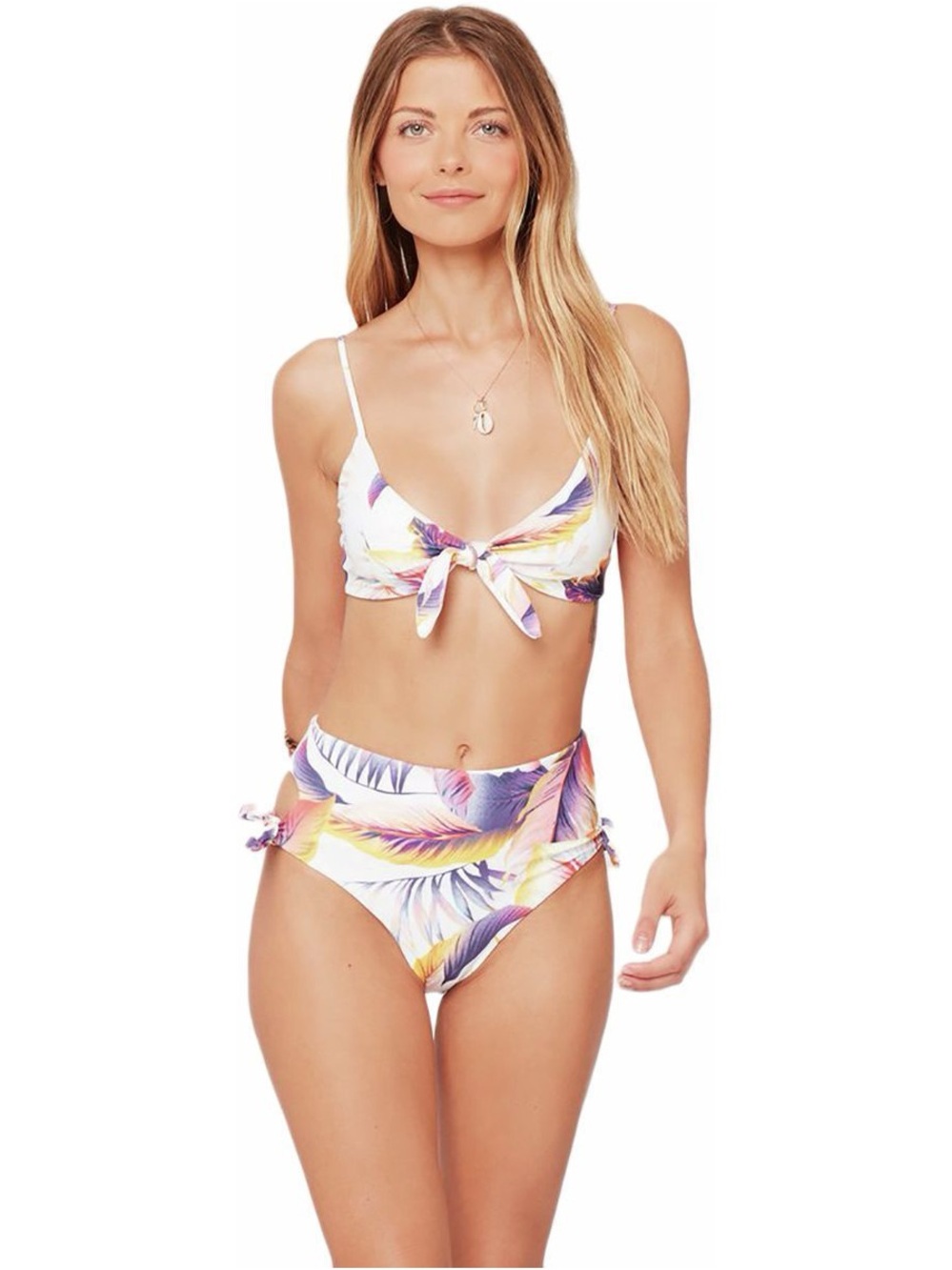 l*space Sunset Palm Bikini Set - Tie Front & Bandeau Top, High Waist Bottoms